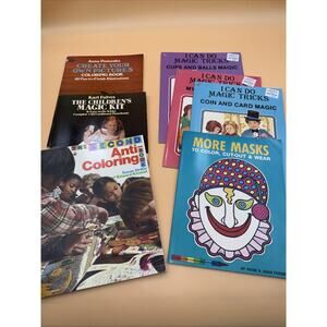 Vintage Children’s Activity Book Lot- Magic Tricks, Coloring Books, Masks 70/80s